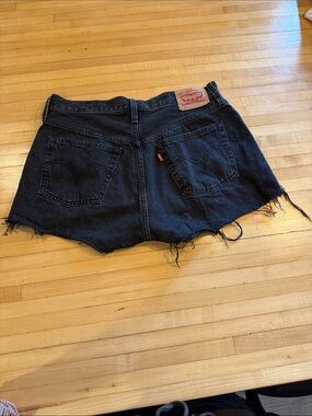 Levi's 501 Black Raw Hem Denim Shorts